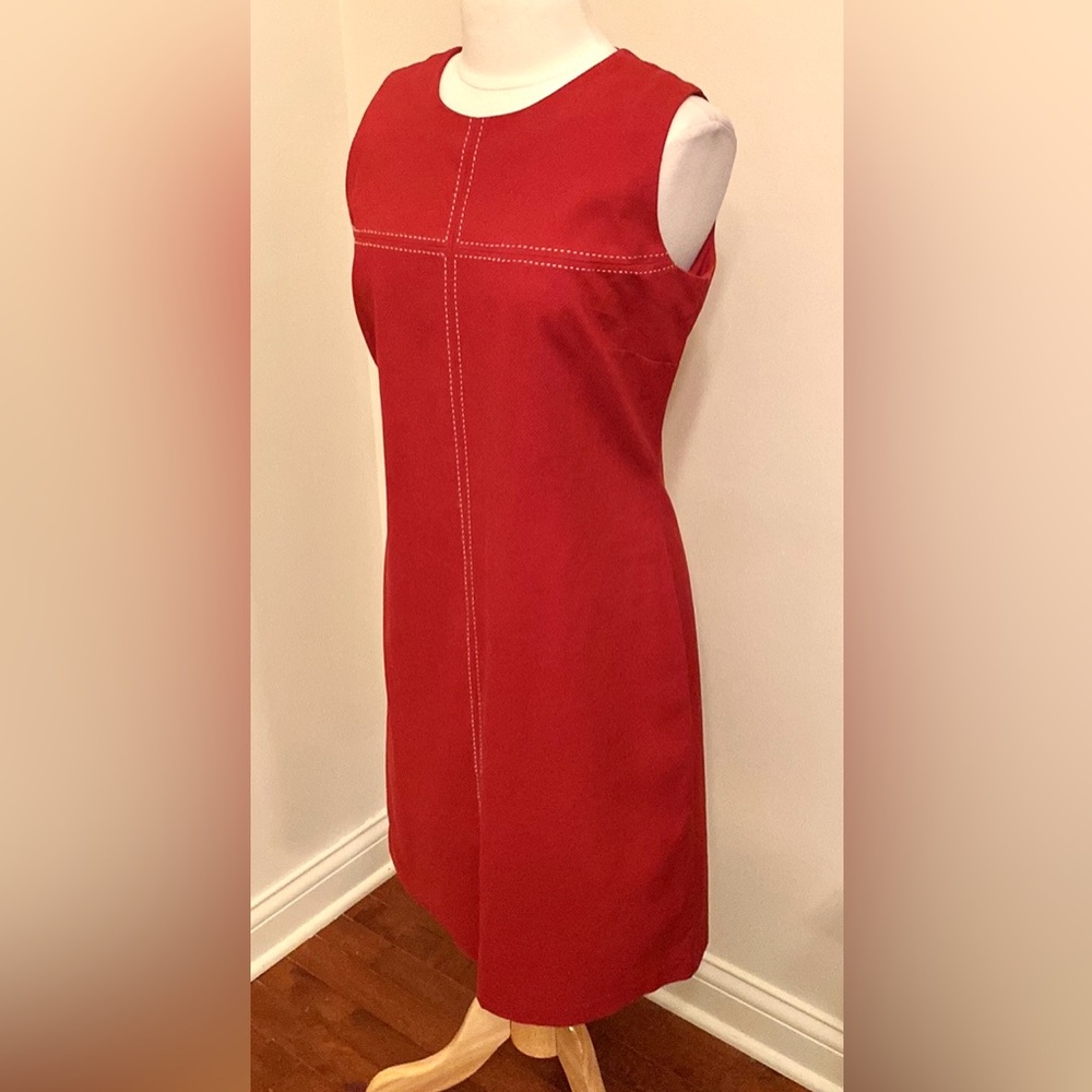 Eddie Bauer Red Textured M Minimalist Coastal Cottagecore Exposed Stitch Dress - Picture 5 of 10